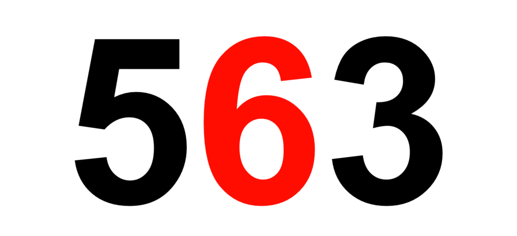 Die Zahl 563 und die Zehnerstelle ist rot makiert.